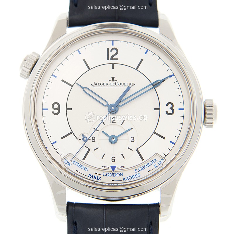 Jaeger-Lecoultre Master Ultra Thin Replica | Automatic Movement, Silver Dial & Blue Strap Watch