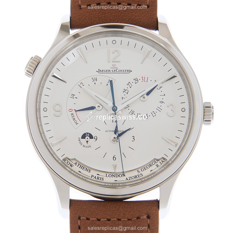 Jaeger-Lecoultre Master Ultra Thin Replica, Automatic Movement, Silver Dial, Leather Strap Watch
