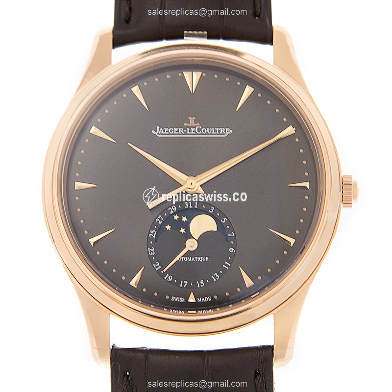 Jaeger-Lecoultre Master Ultra Thin Replica in 18kt Gold, Automatic Movement & Black Dial Watch