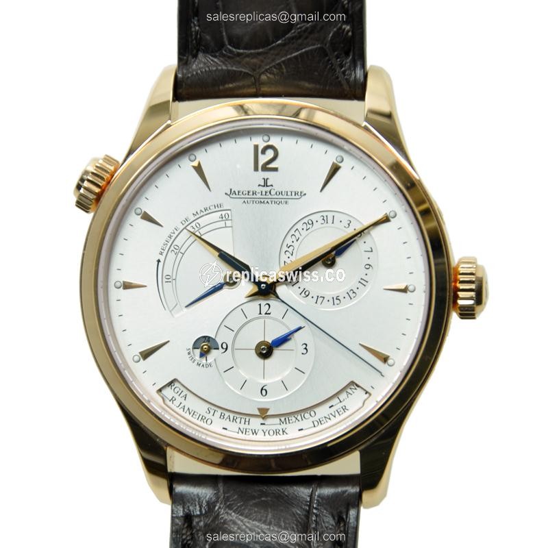 Jaeger-Lecoultre Master Ultra Thin Replica in 18kt Gold, Automatic Movement & Silver Dial Watch