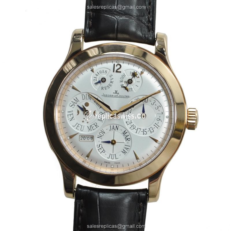 Jaeger-Lecoultre Master Ultra Thin Replica in 18kt Gold, Automatic Movement & Silver Dial Watch