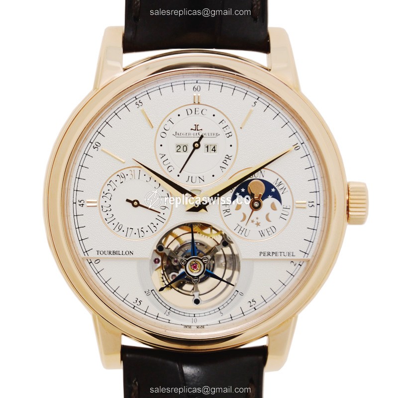 Jaeger-Lecoultre Master Ultra Thin Replica in 18kt Gold, Automatic Movement, Silver Dial Watch