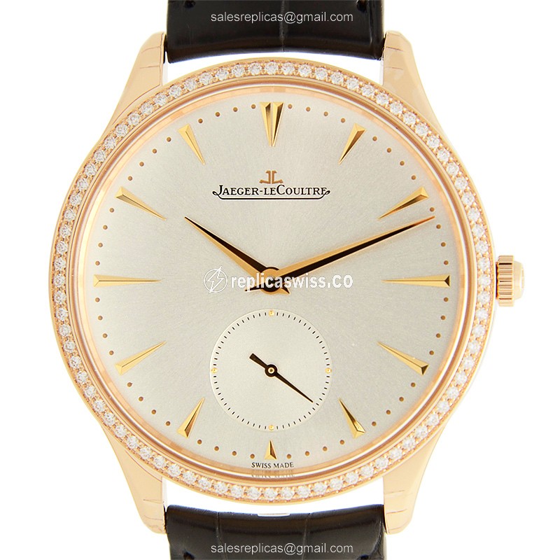 Jaeger-Lecoultre Master Ultra Thin Replica in 18kt Rose Gold, Automatic Movement, Silver Dial
