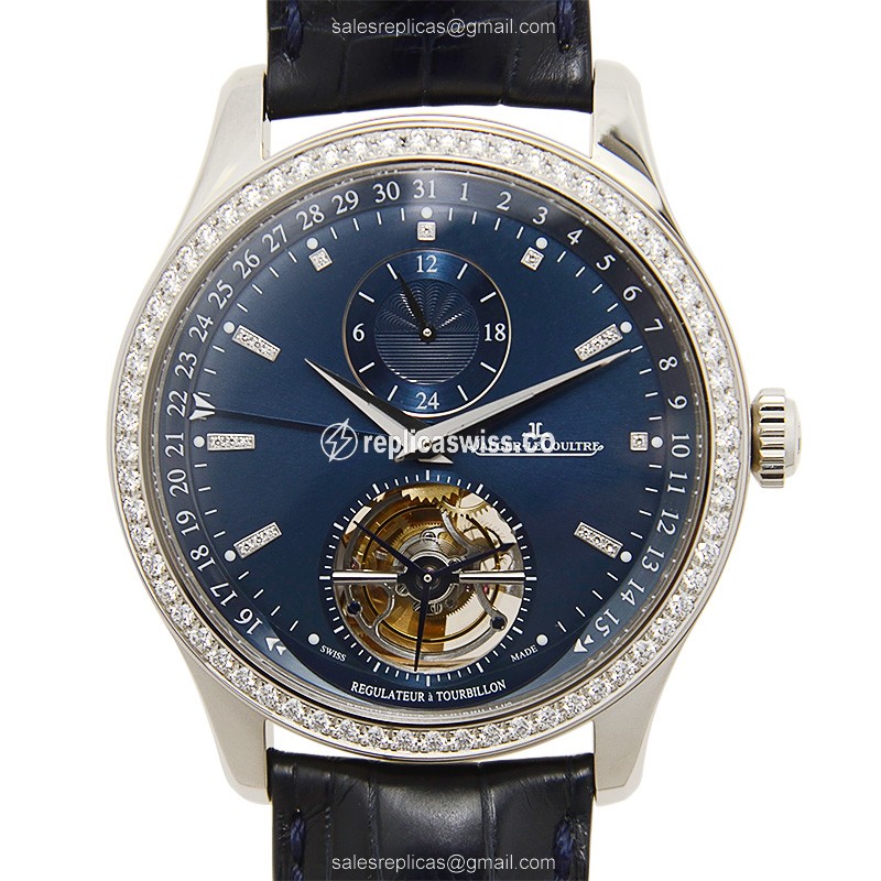 Jaeger-Lecoultre Master Ultra Thin Replica in 18kt White Gold, Automatic Movement, Blue Dial