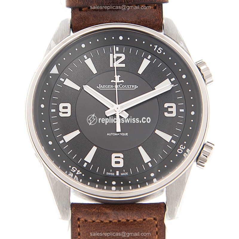 Jaeger-Lecoultre Polaris Date Replica in Black Dial & Stainless Steel, Automatic Movement Watch