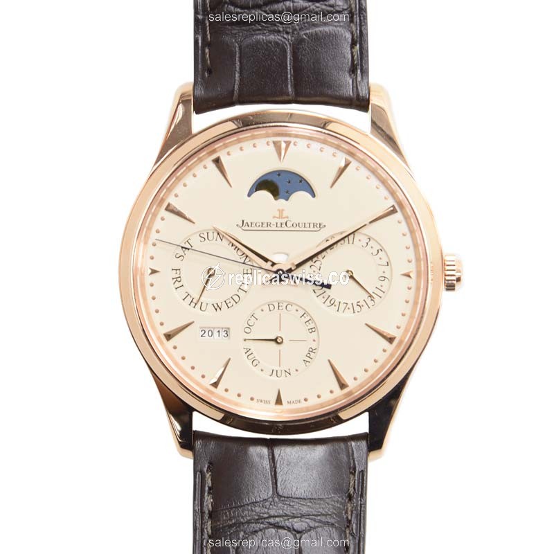 Jaeger-Lecoultre Q1302520 Master Ultra Thin in 18kt Gold, Beige Dial & Brown Alligator Strap
