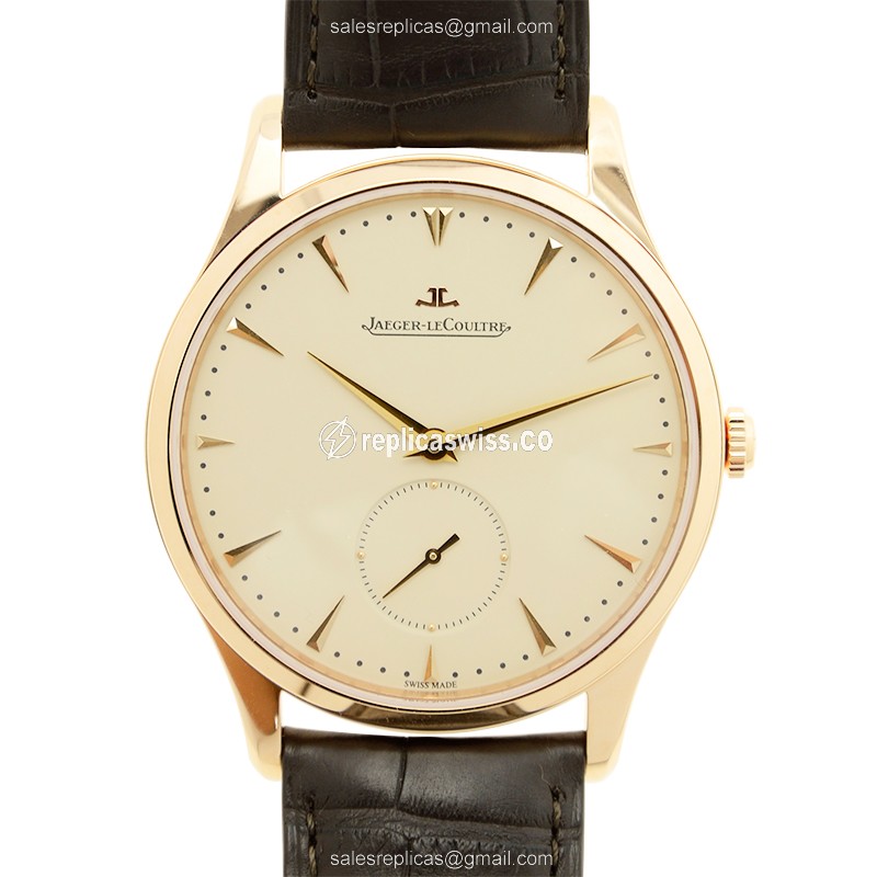 Jaeger-Lecoultre Q1352520 Master Ultra Thin in 18kt Gold | Beige Bezel, Black Alligator Strap Watch