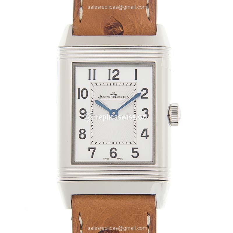 Jaeger-Lecoultre Q2548521 Reverso Replica in Stainless Steel with White Dial Brown Leather