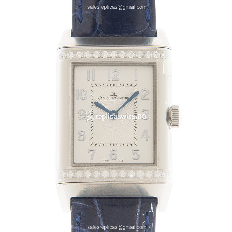 Jaeger-Lecoultre Q2578480 REVERSO Automatic Steel Case with White Dial Blue Alligator Strap