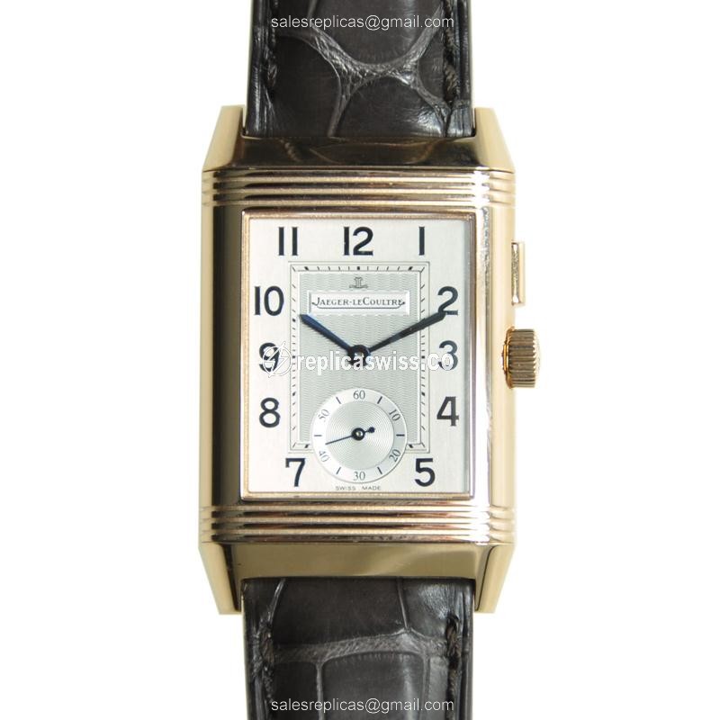 Jaeger-Lecoultre Q2712410 Reverso Manual Wind in 18kt Gold with Silver Dial Brown Alligator