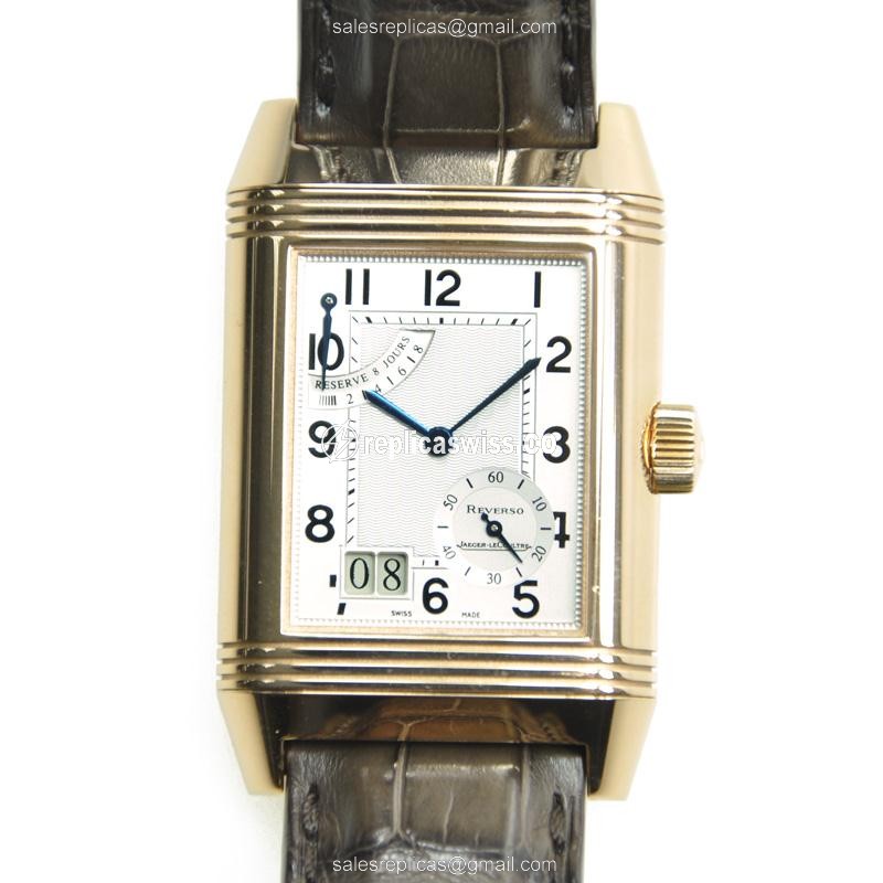 Jaeger-Lecoultre Q3002401 Reverso Manual Wind Gold Watch | White Dial, Alligator Brown Strap