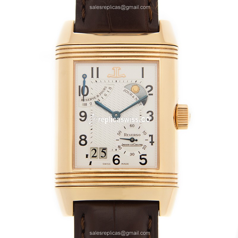 Jaeger-Lecoultre Q3002420 REVERSO — Manual Wind, 18kt Gold Case, White Dial & Brown Alligator Strap