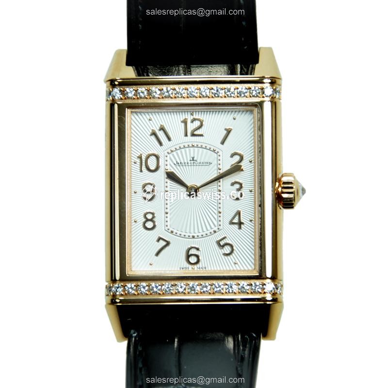 Jaeger-Lecoultre Q3202421 Reverso Manual Wind, 18kt Rose Gold Case & Diamond Bezels, Silver Dial