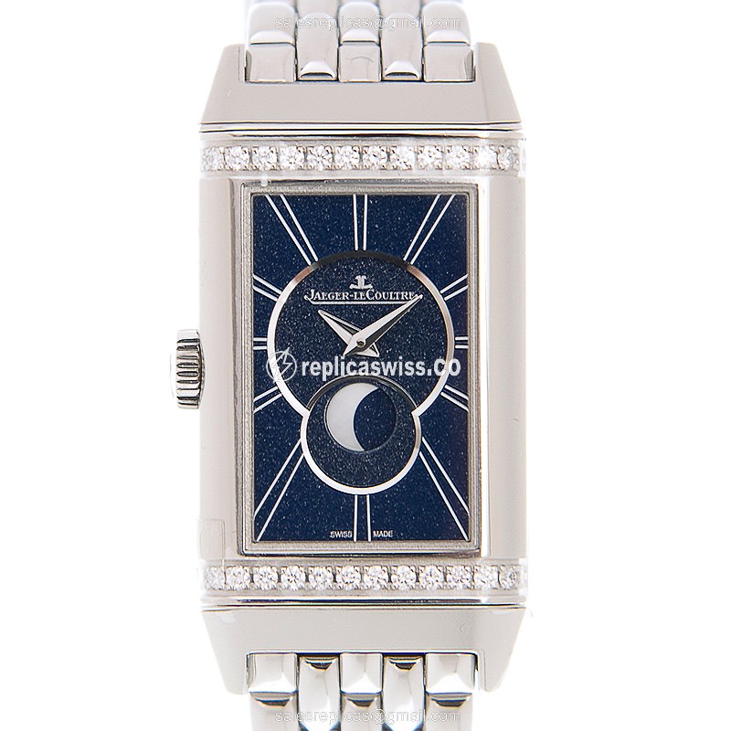 Jaeger-Lecoultre Q3358120 Reverso Manual Wind Steel Case, Blue Dial & Silver Steel Bracelet Watch