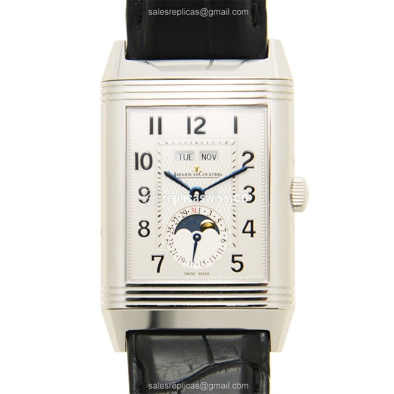 Jaeger-Lecoultre Q3758420 REVERSO Silver Dial Automatic Steel Case with Black Alligator Strap Watch