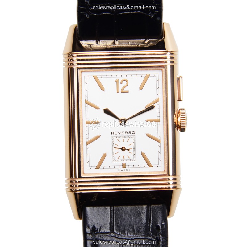 Jaeger-Lecoultre Q3782520 Reverso Manual Wind Gold Case, Silver Dial, Alligator Strap Watch