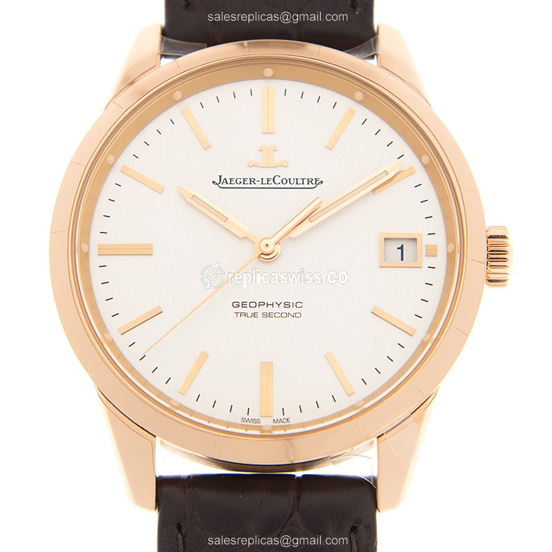 Jaeger-Lecoultre Q8012520 GEOPHYSIC Automatic | 18kt Rose Gold Case | Silver Dial | Genuine Leather