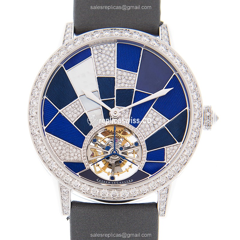 Jaeger-Lecoultre RENDEZ VOUS Replica, Automatic Movement, Blue Dial, 18kt White Gold Bezel Watch