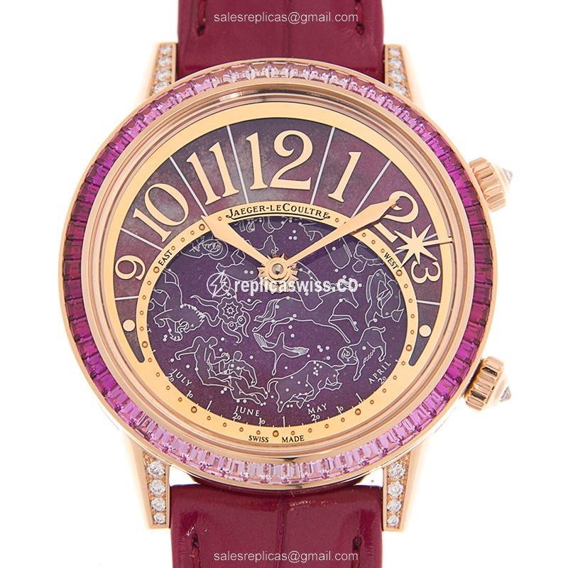 Jaeger-Lecoultre RENDEZ VOUS Replica in 18kt Rose Gold, Automatic Movement & Purple Dial Watch