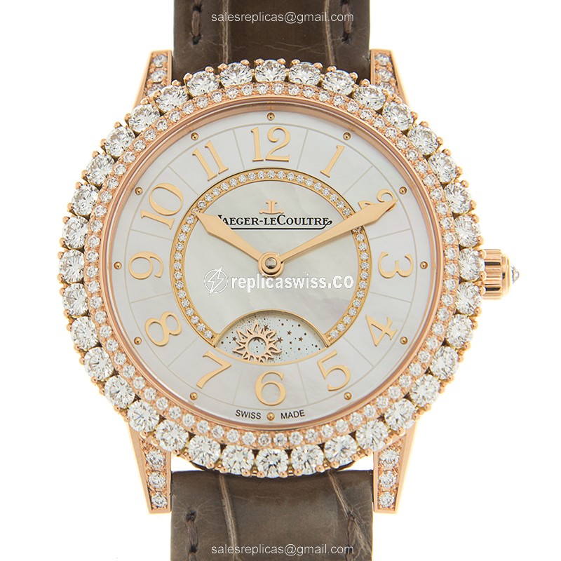 Jaeger-Lecoultre RENDEZ VOUS Replica in 18kt Rose Gold, Automatic Movement & White Dial Watch