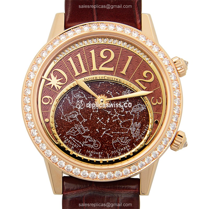 Jaeger-Lecoultre RENDEZ VOUS Replica in 18kt Rose Gold with Automatic Movement Brown Dial Watch