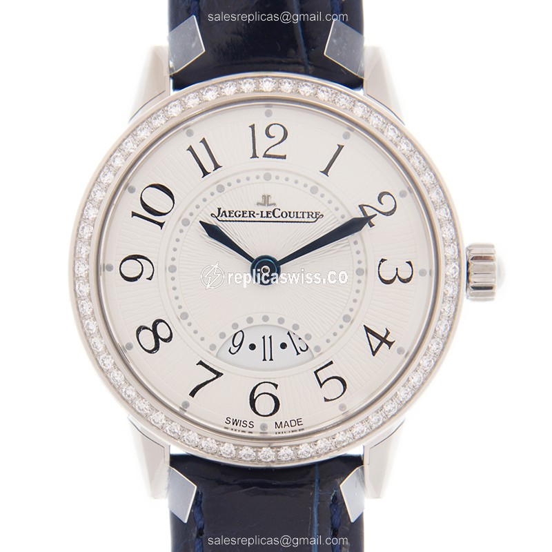 Jaeger-Lecoultre RENDEZ VOUS Replica in Stainless Steel & Diamond Accents, Silver Dial & Blue