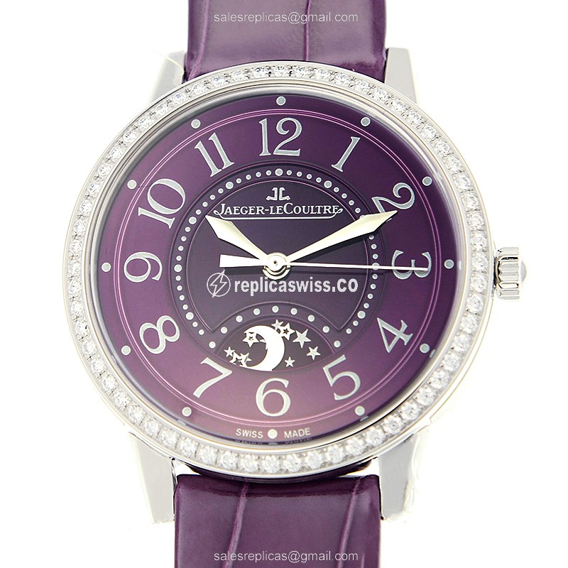 Jaeger-Lecoultre RENDEZ VOUS Replica in Stainless Steel & Purple Diamond Dial Watch