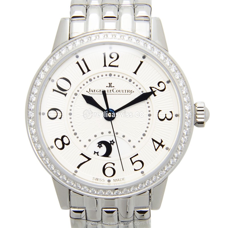 Jaeger-Lecoultre RENDEZ VOUS Replica in Stainless Steel & White Diamond Dial Watch