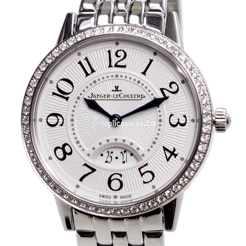 Jaeger-Lecoultre RENDEZ VOUS Steel Replica, Swiss Quartz, Diamond Bezel & Silver Dial Watch