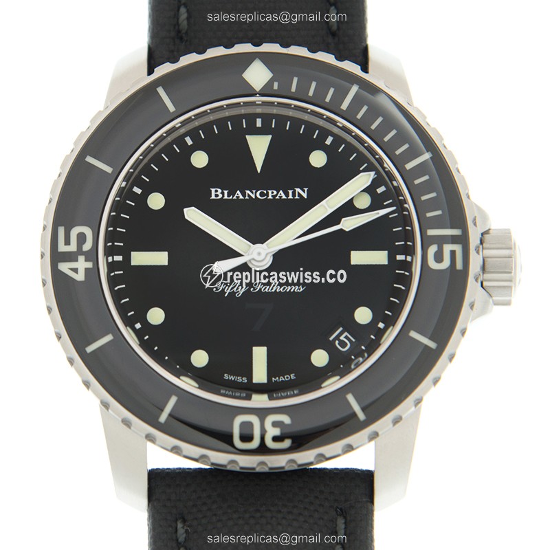 Lacoste 5015E-1130-B52A Fifty Fathoms Automatic Stainless Steel Watch with Black Leather Strap &