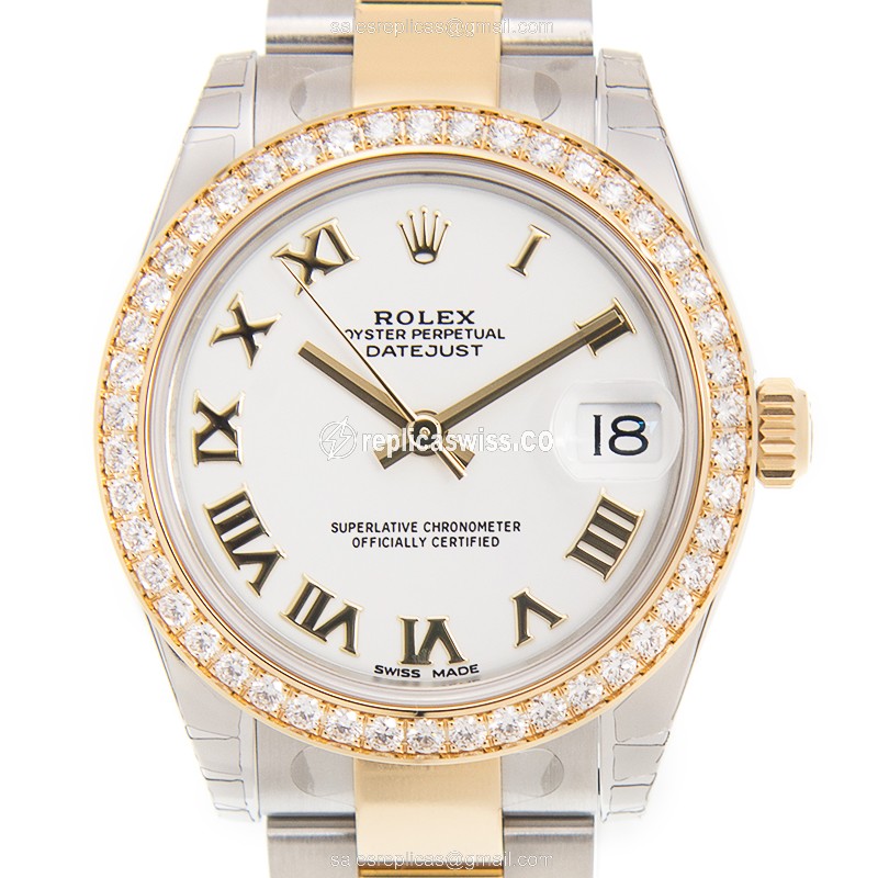 Ladies Datejust 178383WTRN_O in 18kt White Gold Case with Diamond Bezel Automatic Movement Watch