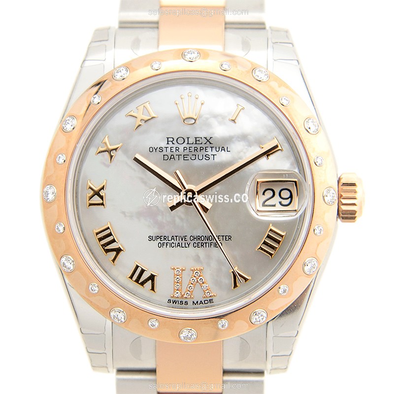 Ladies Rolex Datejust 178341NRVIDIA_O: Silver Dial, Automatic Movement, 18kt Steel Case & Band Watch