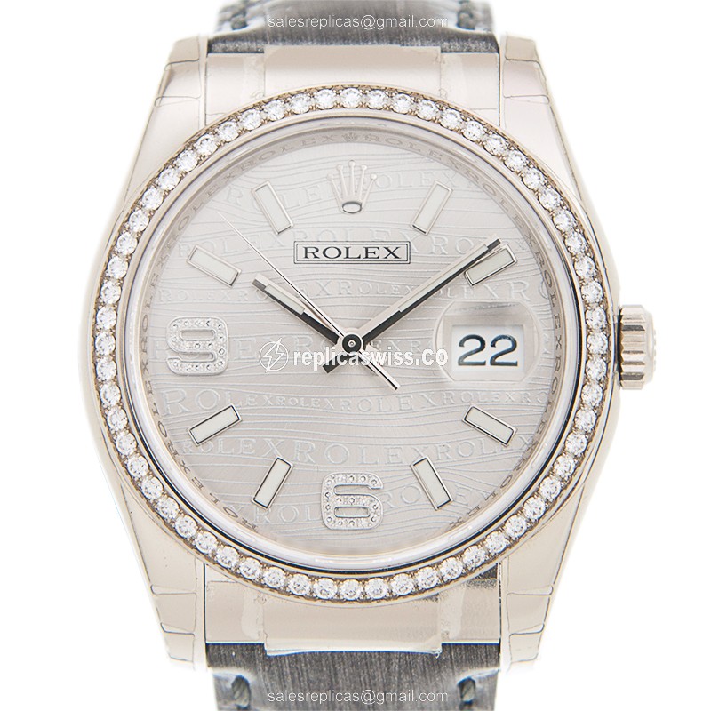Ladies' Rolex Datejust Replica in 18kt White Gold, Automatic Movement, Gray Dial Watch