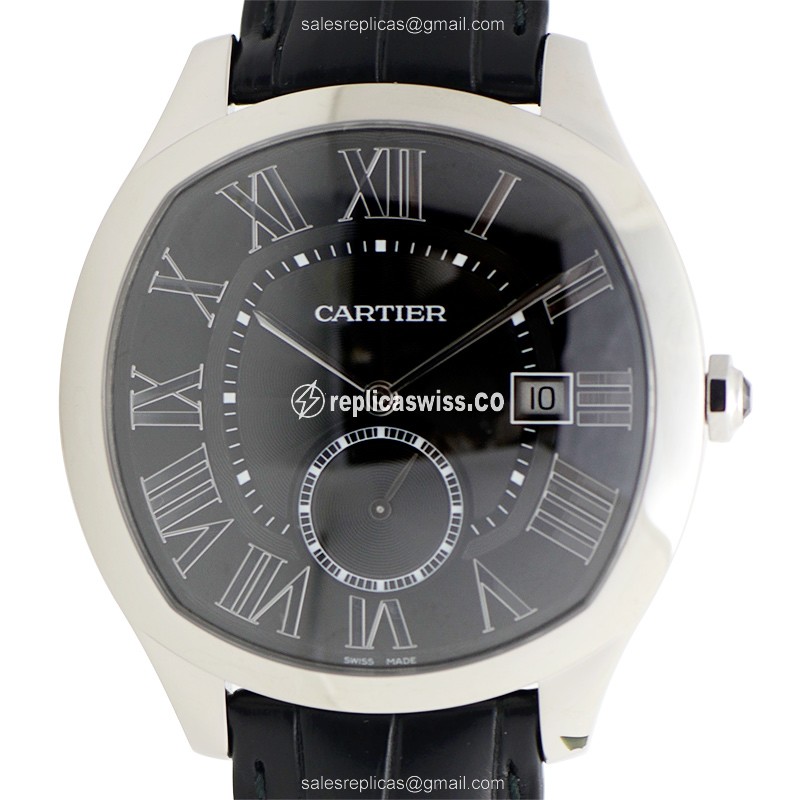 Lavish Cartier Drive De Cartier Replica, Automatic, Black Dial, Steel Case Watch