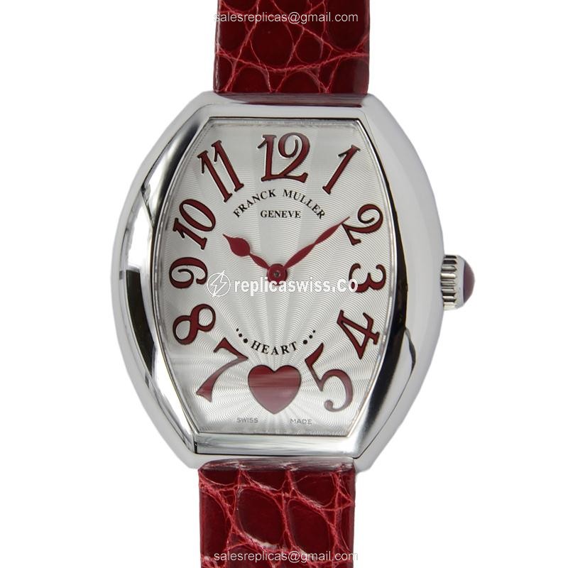 Lavish Franck Muller 5002M Heart Replica with Swiss Quartz Movement Elegant Silver Dial Watch