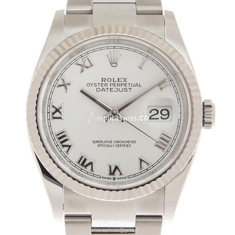 Lavish Rolex DATEJUST Replica in 18kt White Gold, Automatic Movement, Sleek Silver Steel Case Watch