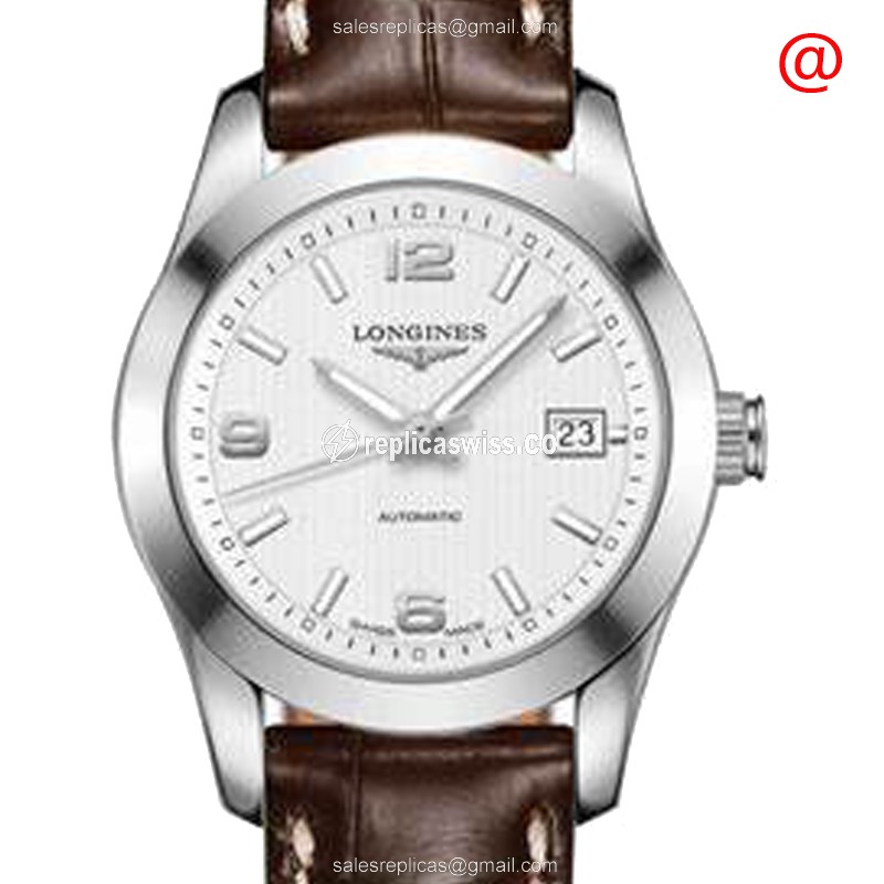 Longines Conquest Classic L2.285.4.76.3 Replica | Automatic Movement, Silver Dial & Brown Alligator
