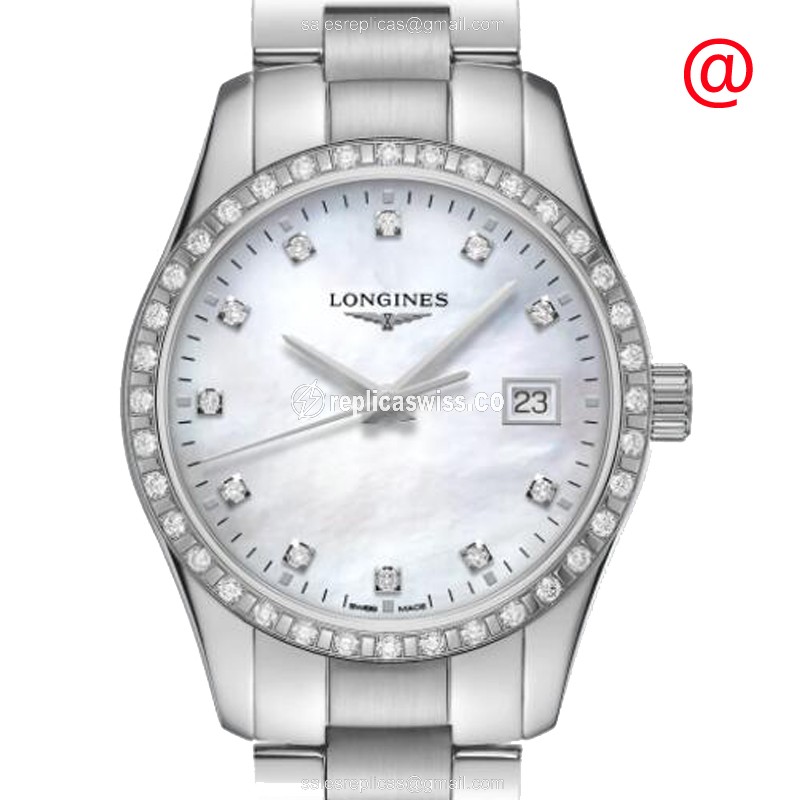 Longines Conquest Classic L2.386.0.87.6 Replica, White Dial, Stainless Steel Case & Diamond Bezels