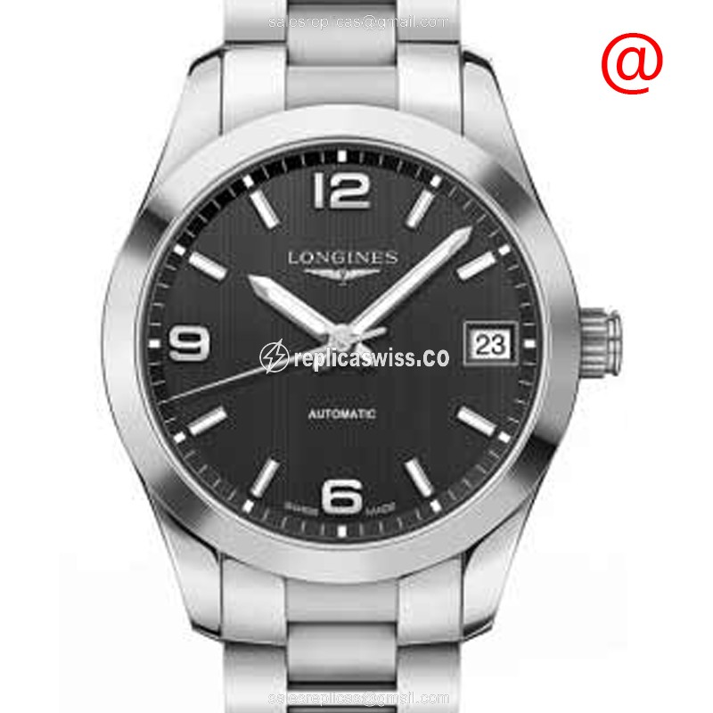 Longines Conquest L2.385.4.56.6 Replica, Automatic Movement, Black Dial, Stainless Steel Case Watch