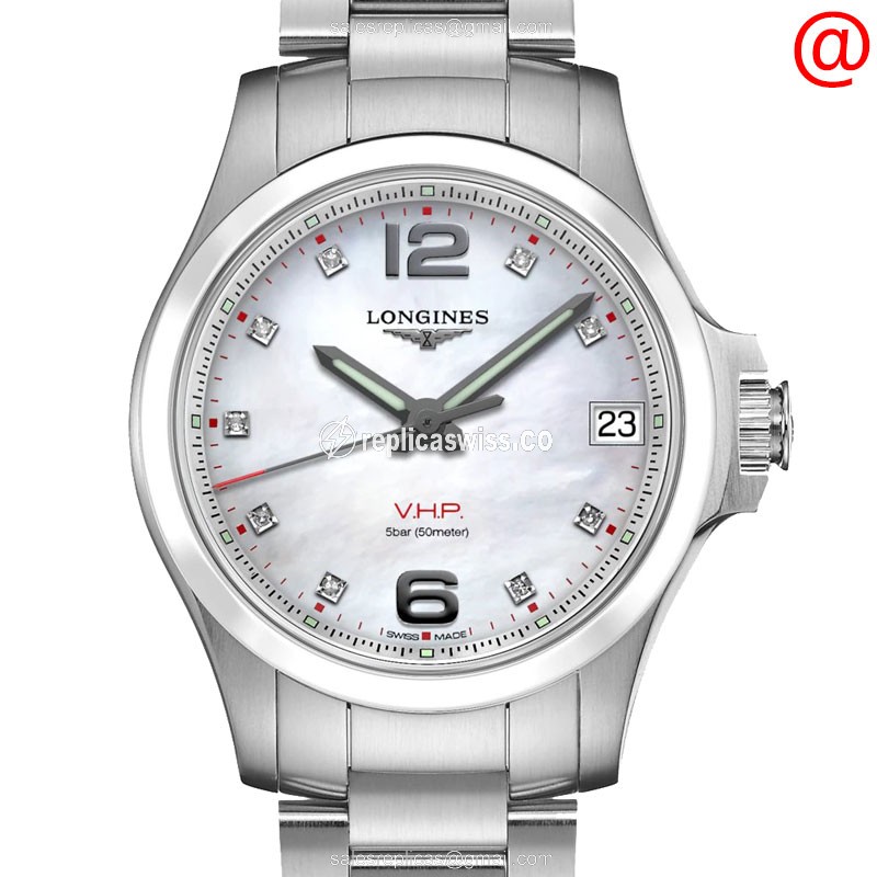 Longines Conquest L3.319.4.87.6 Replica in White Dial & Polished Steel Case Watch