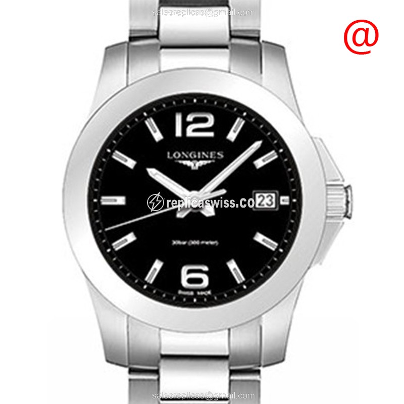 Longines Conquest L3.377.4.58.6 Replica in Black Dial Stainless Steel Case Watch