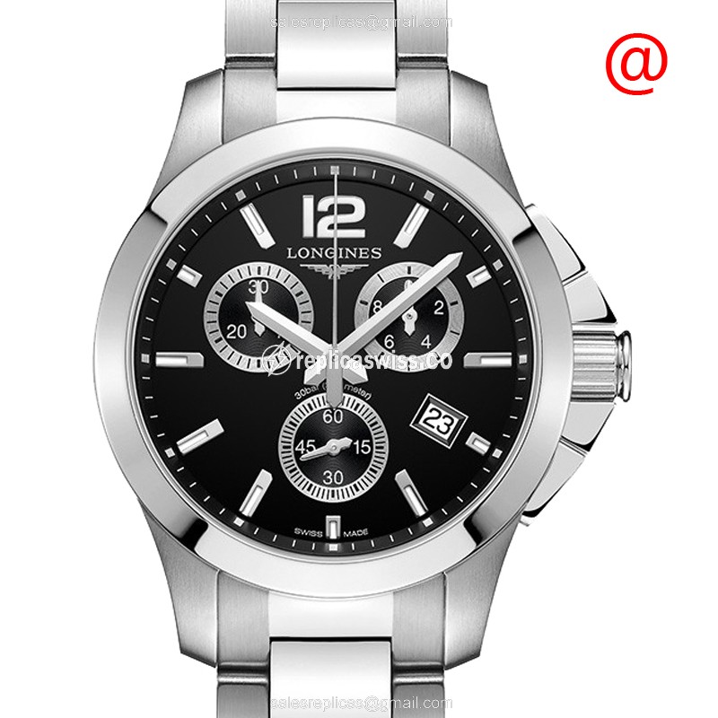 Longines Conquest L3.379.4.56.6 Replica, Automatic Movement, Black Dial, Stainless Steel Case Watch