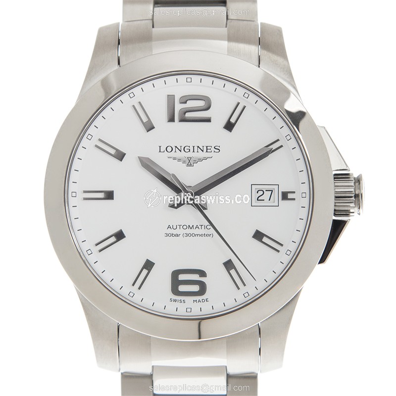 Longines Conquest L3.676.4.16.6 Replica, Automatic White Dial, Stainless Steel Case Watch