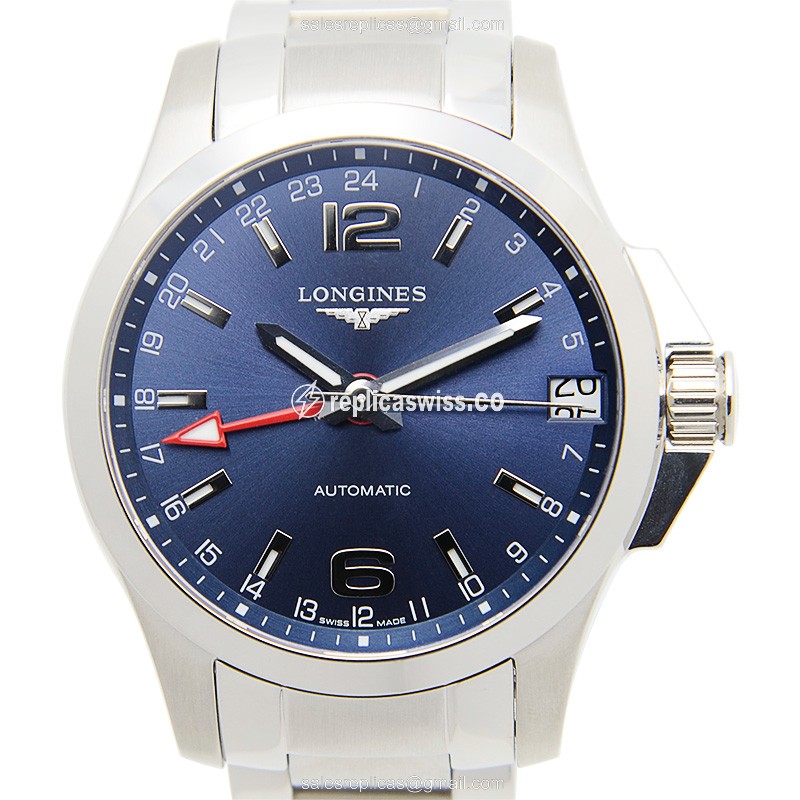 Longines CONQUEST L3.687.4.99.6 Replica, Automatic Movement, Blue Dial, Stainless Steel Case Watch