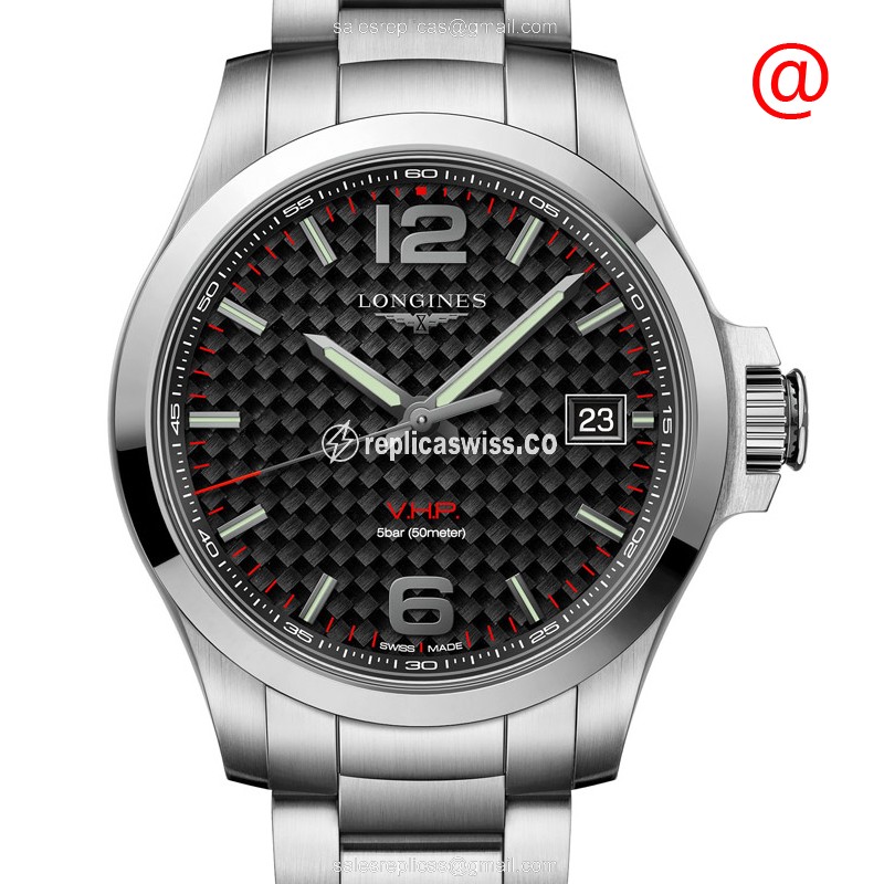 Longines Conquest L3.716.4.66.6 Replica in Black Dial & Stainless Steel Case Watch