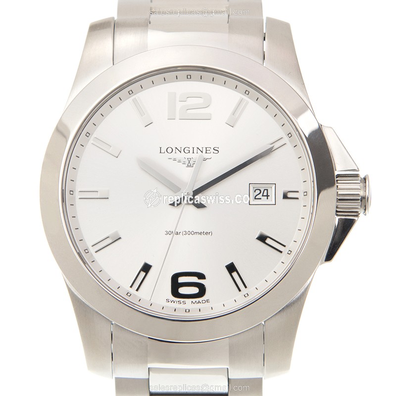 Longines Conquest L3.759.4.76.6 Replica, Silver Dial, Stainless Steel Case & Strap Watch