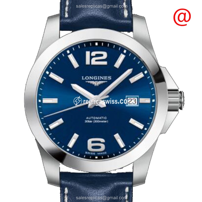 Longines Conquest L3.777.4.99.0 Replica, Automatic Movement, Blue Dial & Leather Strap Watch