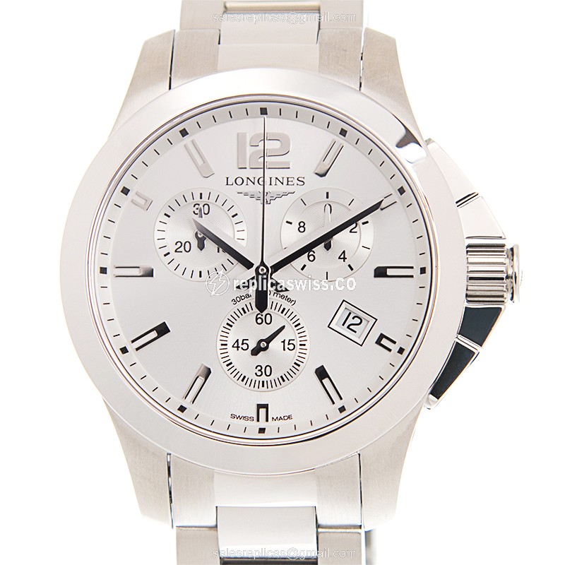 Longines Conquest Replica Watch | Swiss Quartz | Silver Dial & Steel Case