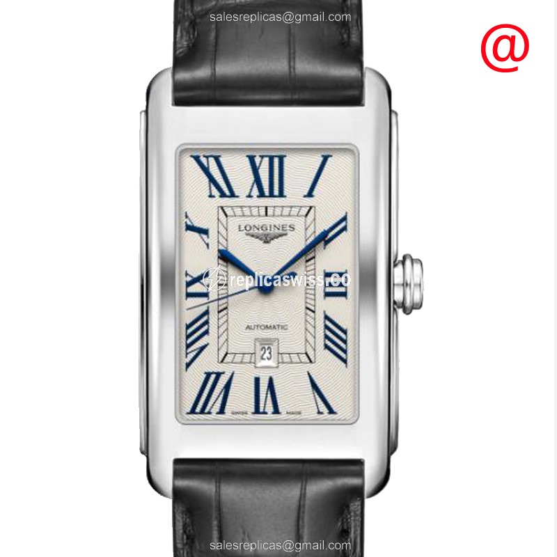Longines Dolce Vita Replica | Automatic Movement | Silver Dial & Black Alligator Strap Watch