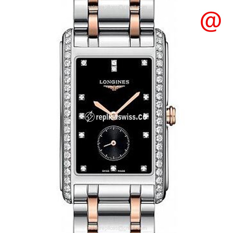 Longines Dolce Vita Replica | Black Dial, 18kt Gold Strap | Quartz Movement Watch